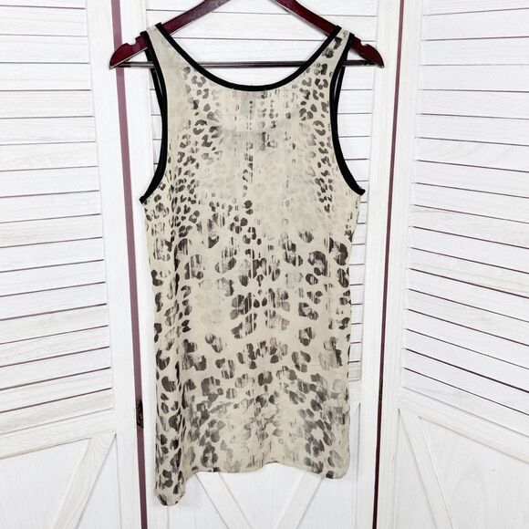 Wet Seal Leopard Face Print Sheer High Low Tank Top Shirt Tan Brown Small - Picture 7 of 10